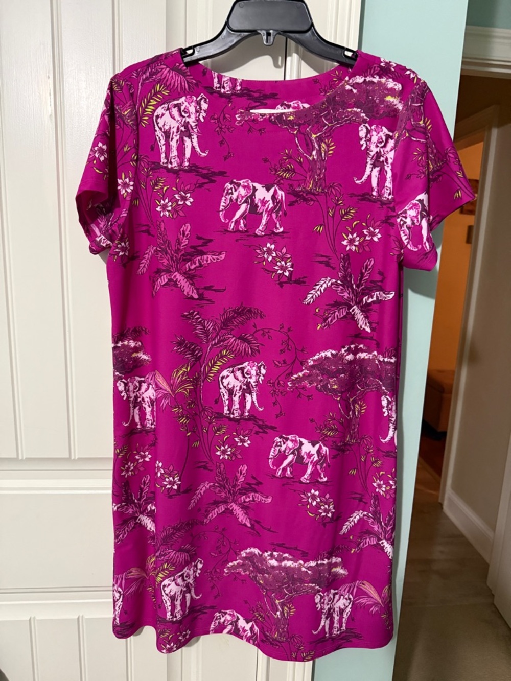 Jude Connally Magenta Elephant Print Midi Dress